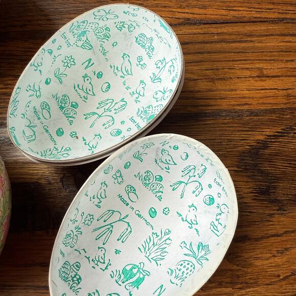 Vintage German Paper-mâché Easter Egg Candy Container Set Lithographed Nestler - Picture 4 of 6